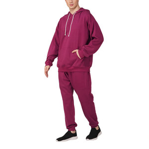 Conjunto de chándal de hombro caído de Jersey de color sólido para hombre con logotipo personalizable de color de contraste para cantidad a granel - Product Image 4