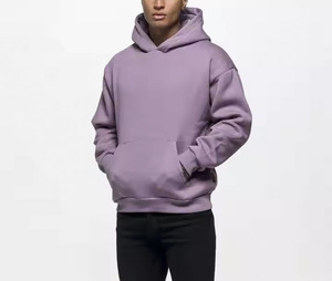 Wholesale Custom High Quality Fashion Style Boxy Fit <b>Hoodie</b> Oversized Cotton Fleece Pullover Plain No <b>String</b> <b>Hoodie</b> <b>For</b> Mens - Product Image 1