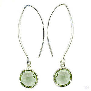 Boucles d'oreilles pendantes en argent 925 pour femmes avec améthyste verte, bijoux fantaisie, cadeau - Product Image 2