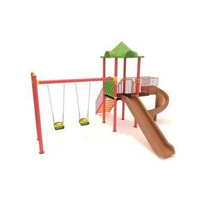 Ensemble de jeux pour enfants en plastique avec une tour et deux toboggans pour jardin ou parc 5,5 x 4,5 m - Product Image 1