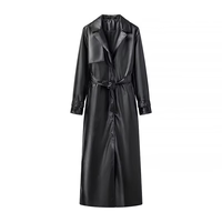 Blouson unisexe long en cuir PU respirant de haute qualité, couleur personnalisée, style classique, double boutonnage, polyester, pour l'hiver