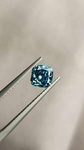 Diamante cultivado en laboratorio de 1 quilate, color azul verdoso intenso, corte cojín, para la elaboración de anillos, certificado por IGI, piedras sueltas de fantasía, fabricante indio. - Product Image 2