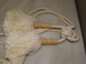 Grands embrasses modernes à double pompon pour rideaux en coton et bois Tassel Voile Cotton Wood draperies Tie-back Hold-back - Product Image 5