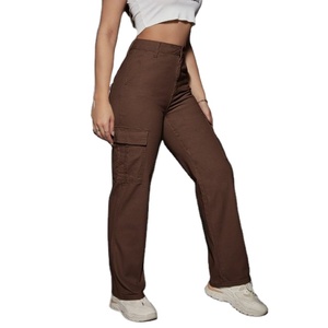 Jeans Cargo de Mezclilla Estilo Retro con 6 Bolsillos, Cintura Alta, Corte Holgado, Transpirables, Ecológicos, para Verano y Otoño, 100% Algodón, Tallas 26-40 - Product Image 1