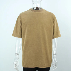 T-shirt à manches courtes en coton biologique, délavé à l'acide, oversize, t-shirt ample, t-shirts lourds, logo personnalisé, pour homme surdimensionné - Product Image 1