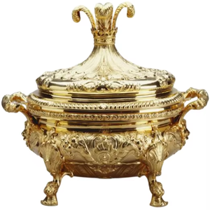 Cazuelas de buffet de metal de diseño fabuloso con plato para servir comida de calidad superior del proveedor mayorista indio - Product Image 6