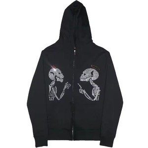 Sudadera con Capucha Unisex Extra Grande Personalizada con Pedrería, Ropa Urbana para Otoño e Invierno, Sudadera Brillante con Pedrería y Logotipo - Product Image 4