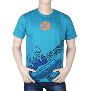 Camiseta de manga corta azul claro con estampado y cuello redondo para hombre - Product Image 2