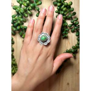 Tillie John Sonoran Gold & Sterling <b>Silver</b> <b>Statement</b> <b>Ring</b> Bezel Set Turquoise Oval Cut Boho Style for Everyday Wear Size 7.75 - Product Image 5