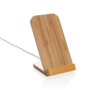 Eco-Friendly 5W <b>Wireless</b> <b>Charging</b> <b>Stand</b> Bamboo Desk Organizer for Gadgets - Product Image 1