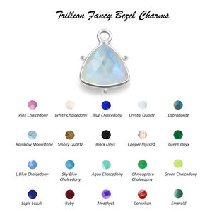 Grossiste Fournisseur Minuscule Trillion Cuivre Infusé Argent Sterling 925 DIY Lunette Réglage Pendentifs Or Diamant Collier pour Cadeau - Product Image 6