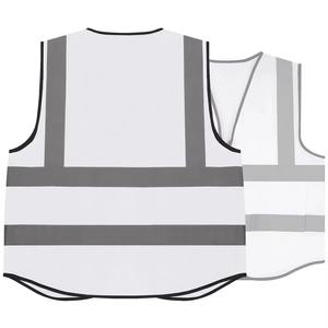 Workwear Reflective Safety <b>Vest</b> with Pockets Casual Breathable High Visibility <b>Men's</b> <b>White</b> <b>Vests</b> for Construction - Product Image 2