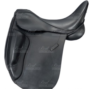 Selle de dressage anglaise en cuir véritable pour l'équitation, le sport équestre, y compris l'endurance, le saut et la course avec arbre en bois. - Product Image 1