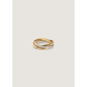 Anillo Vivienne Trois con Tres Piedras, Oro Sólido de 14k con Baño de Rodio, con Diamante, Rubí y Circonita, Engaste en Canal, Diseño de Amantes - Product Image 1
