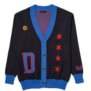 Cardigan en tricot uni brodé personnalisé DePaul/Étudiants, 100 % coton, manches longues, esprit universitaire - Product Image 2
