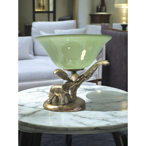 ชามตกแต่งรูปช้างทำด้วยมือพร้อมกระจกสีเขียวด้านบนและฐานทองสำหรับตกแต่งบ้านสุดหรูชามช็อคโกแลตของขวัญตามเทศกาล - Product Image 1