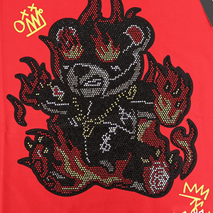 Haute qualité 100% coton été Streetwear demi manches Boxy t-shirt transfert de chaleur strass conception pour temps chaud - Product Image 5