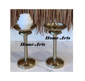 Bougeoir de forme ronde de conception classique ensemble de 2 bougeoirs de tailles différentes bougeoirs en aluminium martelé en Inde - Product Image 1