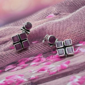 Ruby 925 Sterling <b>Silver</b> <b>Stud</b> Earrings Minimalist Rose Gold Wedding Anniversary Gift Item - Product Image 4