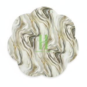 Nécessaire : Set de table en bambou en forme de fleur festonnée, peint à la main, écologique, plateau de service, centre de table, décoration artisanale - Product Image 4