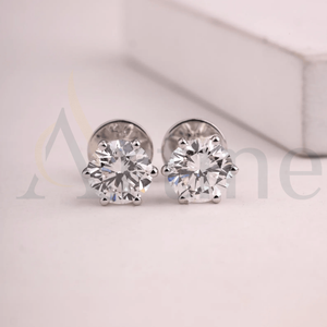 ต่างหูเพชรเม็ดเดี่ยวสีขาว925เงินสเตอร์ลิงต่างหูของขวัญที่สมบูรณ์แบบ - Product Image 1