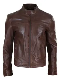 Men's Soft Touch Brown Leather Jacket Made With Premium Quality Leather Available in Custom Colors Zipper Closer Fashion Jacket