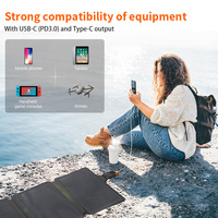 Chargeur solaire Glory Solar 40W 4 cellules BC pliables, efficacité 24%, étanche, entièrement noir, chargeurs USB-C PD3.0 pour appareil photo, ordinateur portable
