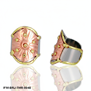 Artisan Mixed Metal Sunburst <b>Ring</b> Handcrafted Copper and Brass Shield <b>Statement</b> Jewelry Gift For Her - Product Image 1