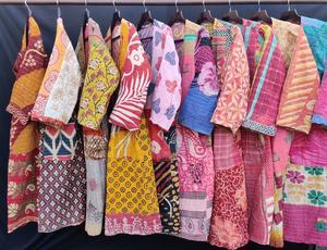 Lote de Chaqueta de algodón indio para mujer, ropa vintage reversible, kantha - Product Image 2