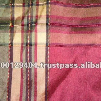 Striped Checked Pintucked Jacquard Silk Fabric