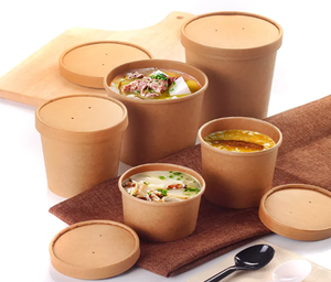 ภาชนะใส่กระดาษคราฟท์100% สีน้ำตาลขนาด350มล. 12ออนซ์พร้อมฝากระดาษภาชนะลายเรียบๆออกแบบได้ตามต้องการ - Product Image 6