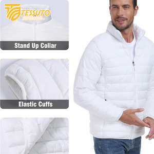Veste matelassée en satin personnalisée pour hommes Manteau d'hiver rembourré à bulles imperméable avec fermeture à glissière Vêtements d'extérieur de courte longueur - Product Image 6