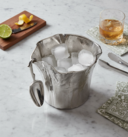 Seau à glace rectangulaire de luxe en aluminium fait main avec pelle, refroidisseur de boissons et de vin, style américain, pour fêtes