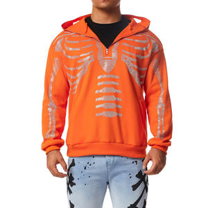 Sweat à capuche Streetwear en coton mélangé avec strass Vêtements d'automne et d'hiver Pull à capuche avec logo imprimé avec strass - Product Image 1