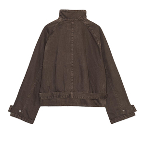 Veste en jean matelassée éco-responsable à manches longues pour femme, col montant, broderie, ceinture, motif à pois, pour vêtements d'extérieur printemps-hiver - Product Image 2