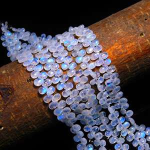 Nueva tendencia Natural Arco Iris piedra lunar suave forma de pera 4x6mm-8x11mm cuentas llamativas cuentas de piedra lunar para la fabricación de joyas collar - Product Image 1