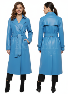 Abrigos de Cuero con Cuello Extra Grande, Elegantes y a la Moda, con Botones Cruzados, Abrigos de Cuero de Manga Larga para Mujer, Invierno - Product Image 5