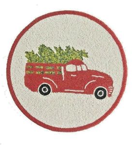 แผ่นรองแก้วสี่ชุดปักลายวันคริสต์มาสลูกปัดสุดพิเศษทำด้วยมือตกแต่งโต๊ะรับประทานอาหารแฟนซีจากอินเดีย - Product Image 5