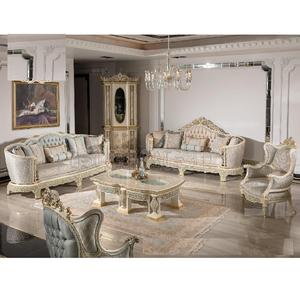 Ensemble de canapés de luxe 7 places sculpté français ensemble de canapés turcs élégants en or perlé ensembles de meubles de canapés de salon modernes - Product Image 1