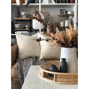 Offre spéciale Plateau rond en rotin avec poignée OEM avec assiettes à vaisselle pour décoration de table Vente en gros du Vietnam Meilleur prix - Product Image 5