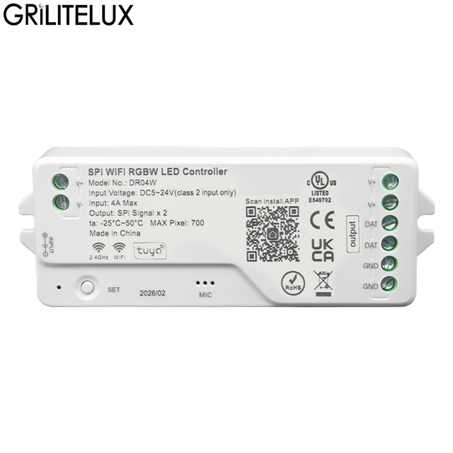 Intelligent WiFi Blue Tooth SPI Tuya LED Controller for RGBWIC RGBIC Strip Lights with Alexa Google Voice Control