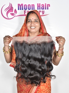 Extensions de cheveux humains indiens Remy de qualité supérieure, non traités, alignés sur les cuticules, ondulés, naturels, double trame, à vendre - Product Image 5