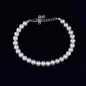 925 Sterling Silver Round Pearl <b>Bracelet</b> Elegant Pearl <b>Bangles</b> for Women - Product Image 4