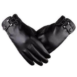 Gants d'hiver rayés, gants tactiles pour écran, en cuir de vachette de haute qualité, gants pour hommes à doigts entiers - Product Image 2