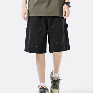 Denim Street Style Vintage Washed Solid Jean Shorts Casual Shorts Custom <b>Jorts</b> Men's Denim <b>Baggy</b> Oversized Denim Pants - Product Image 3
