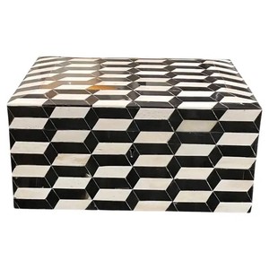 Indian Handicrafts Resin MDF American Style Jewelry Box Stripes Decorative Design High Quality Lametierartz Living Room - Product Image 1