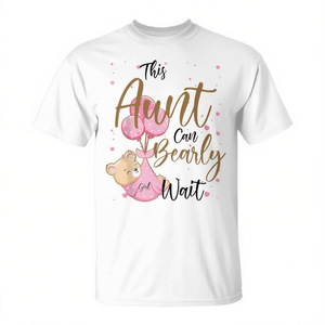 T-shirt promotionnel Aunt Bearly Wait pour bébé fille, thème printemps, Baby Bear Baby Shower - Product Image 2
