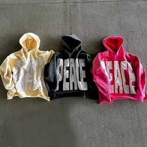 Sudaderas con capucha GSM 500 de alta calidad, ropa de calle bordada desgastada lavada, Sudadera con cremallera y logotipo personalizado, Sudadera con cremallera para hombre - Product Image 2