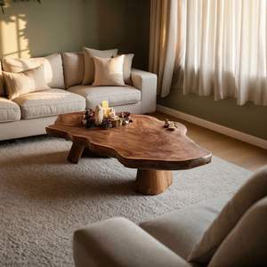 Table basse en bois de style artisanal pour collection de meubles haut de gamme, avec détails en bois artisanaux - Product Image 5