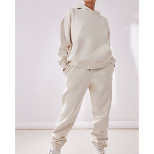 High Quality Custom Embroidery Fleece Graphic Hoodies Women Drop Shoulder Oversized Cotton Pullover Sweatshirt 3D Winter - Product Image 2